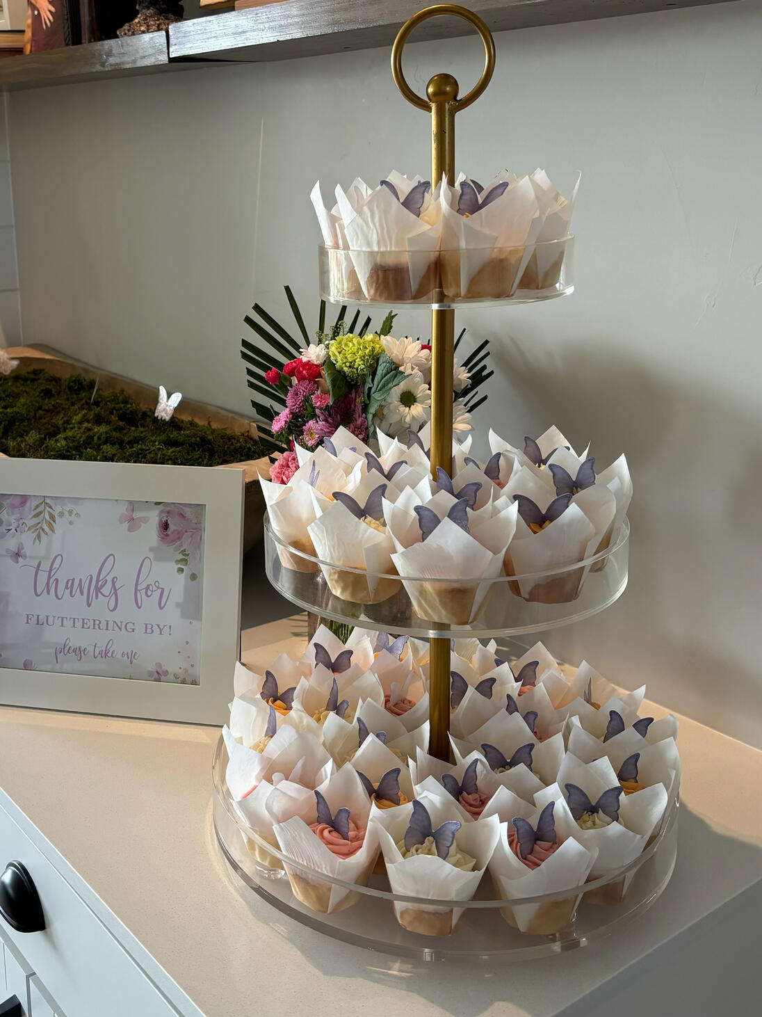 Colorful celebration cupcake display